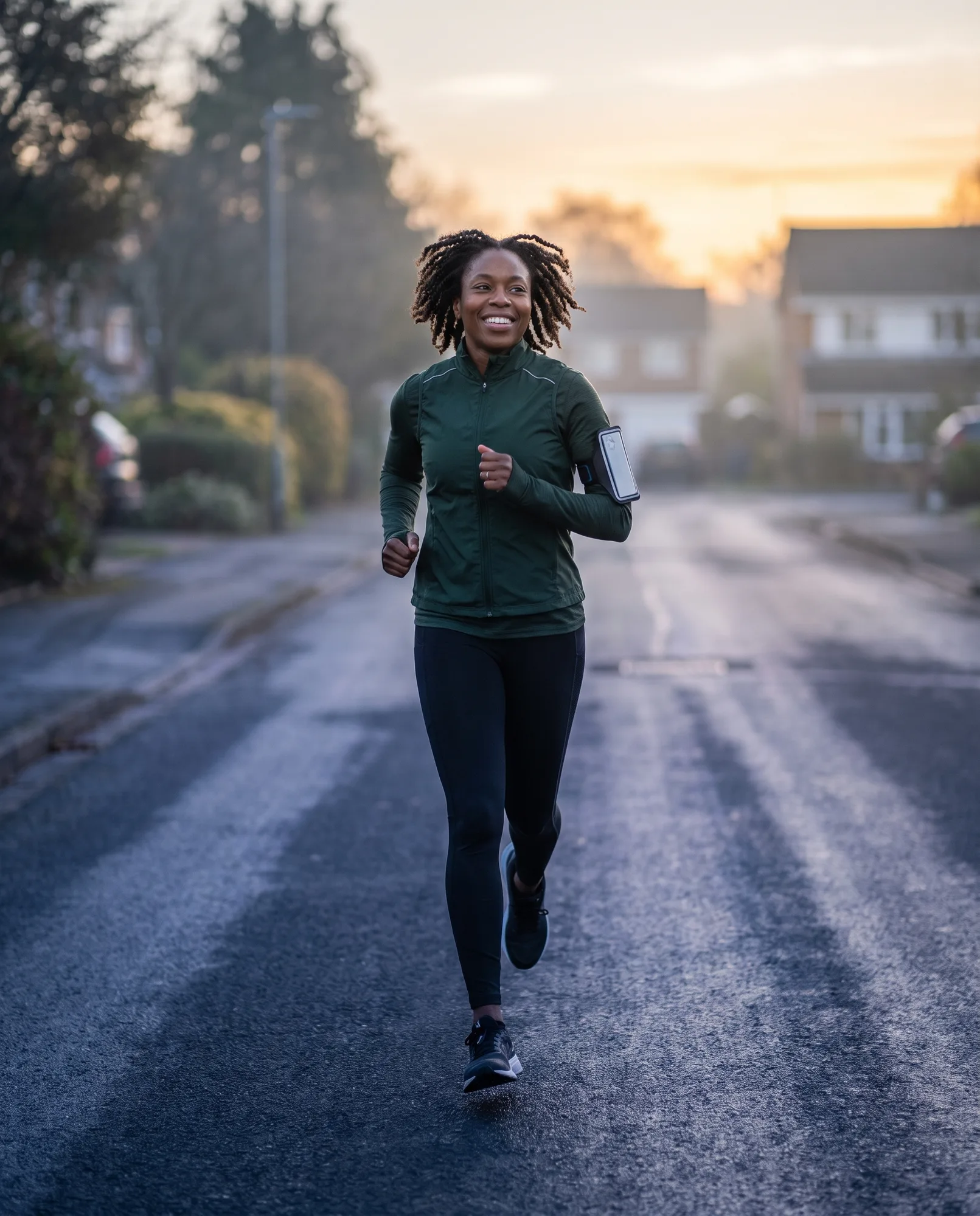 A runner celebrating a health goal